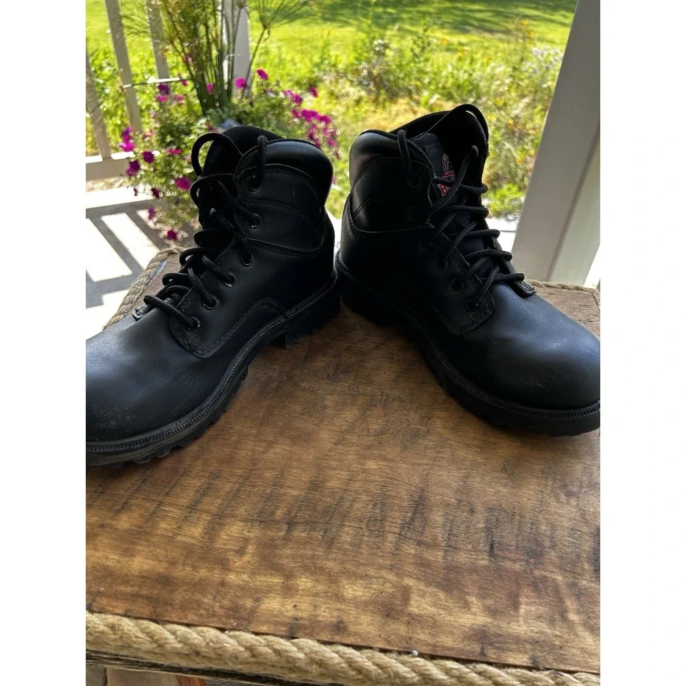 Brahma Work Boots Mens 7 Black Slip Resistant Oil Resistant Lace Up
